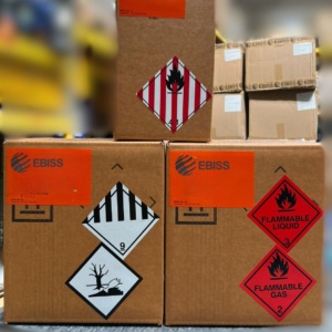 Dangerous Goods boxes packed ready for air freight shipment