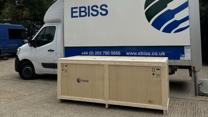 EBISS ISPM15 Art Crate next to EBISS van